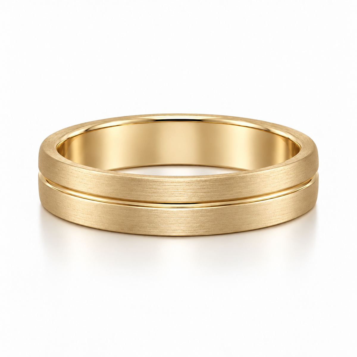 The Finn Brushed Grooved Wedding Band