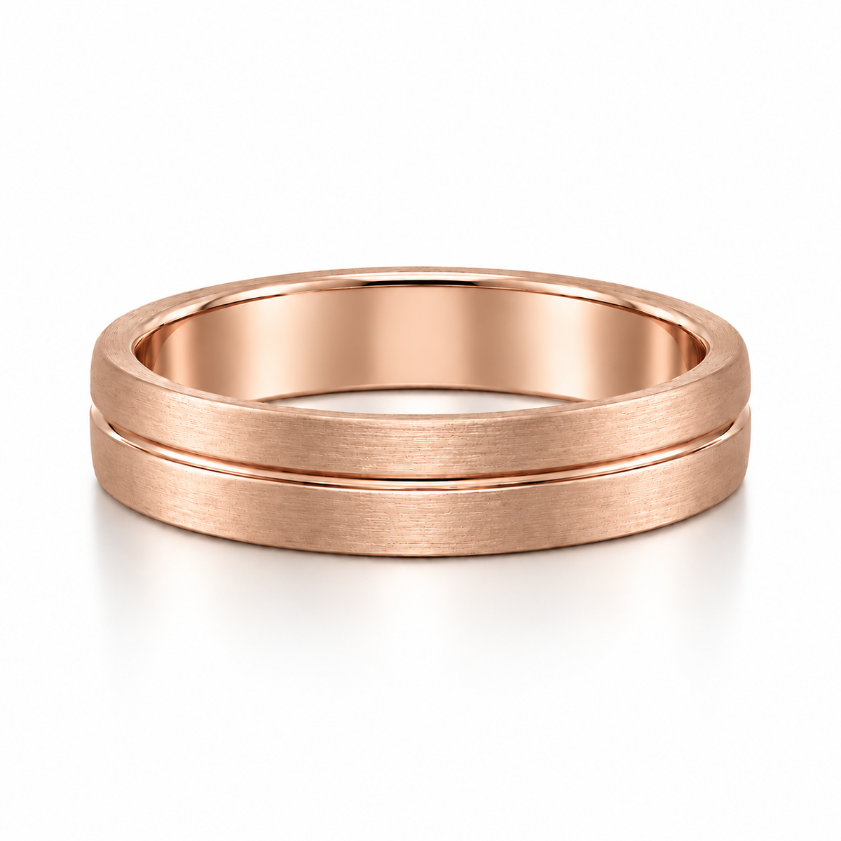 The Finn Brushed Grooved Wedding Band