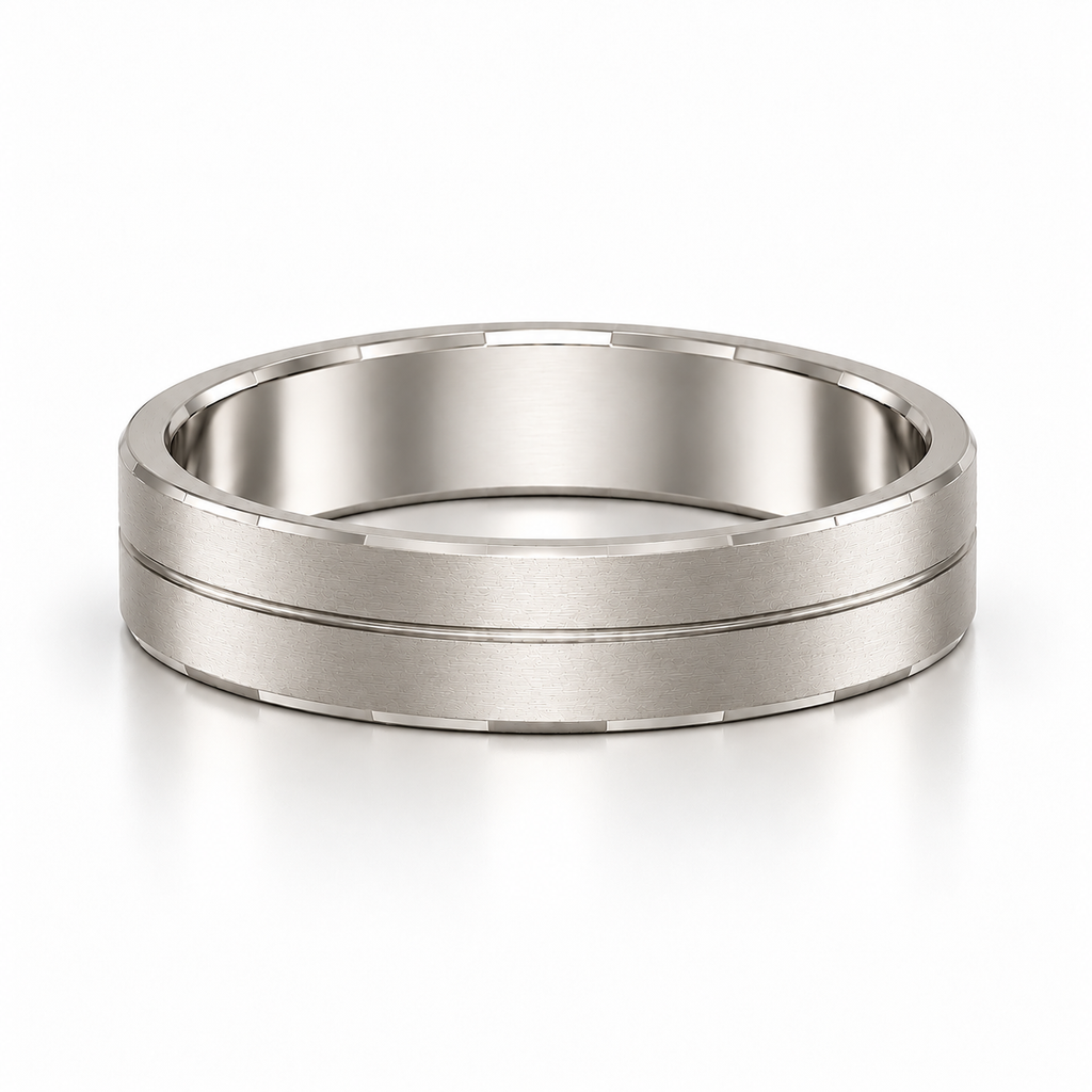 The Reid Brushed Groove Wedding Band
