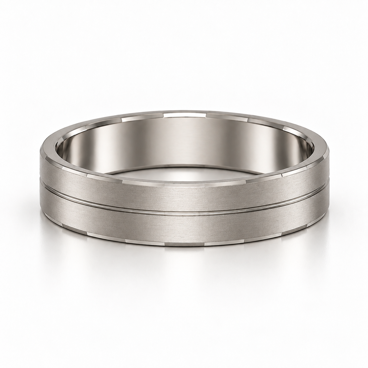 The Reid Brushed Groove Wedding Band