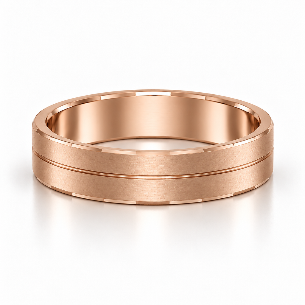 The Reid Brushed Groove Wedding Band