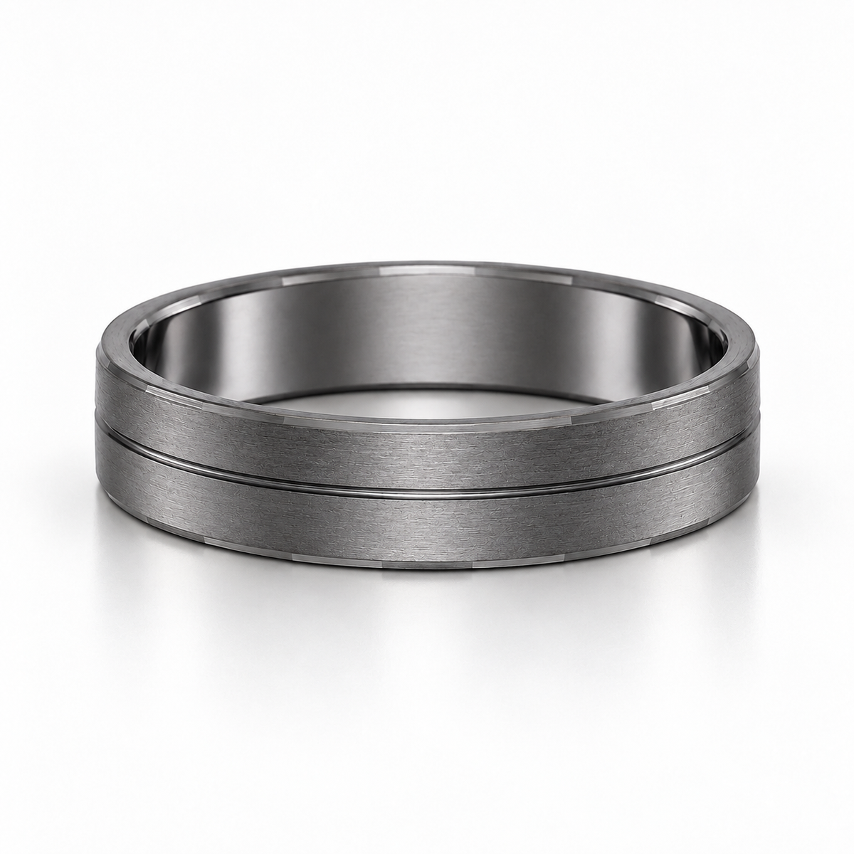 The Reid Brushed Groove Wedding Band
