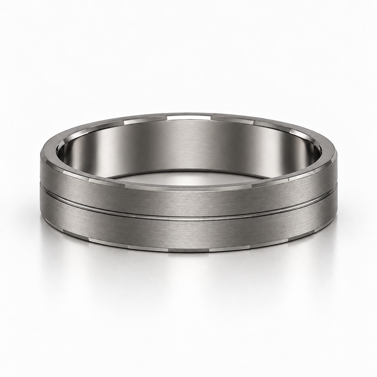 The Reid Brushed Groove Wedding Band