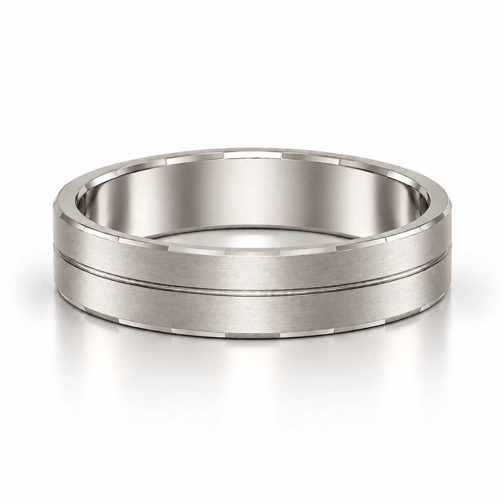 The Reid Brushed Groove Wedding Band