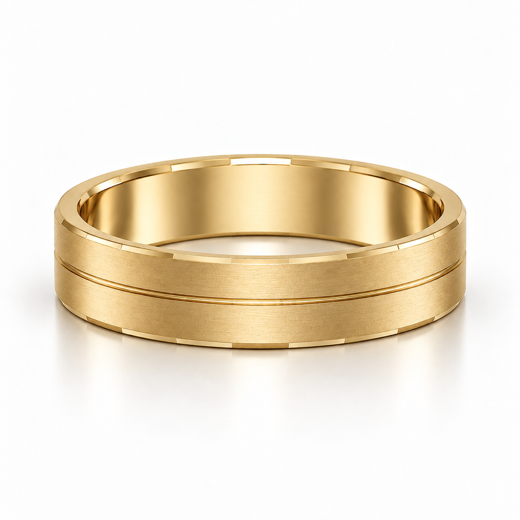 The Reid Brushed Groove Wedding Band