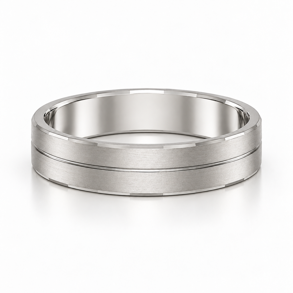 The Reid Brushed Groove Wedding Band