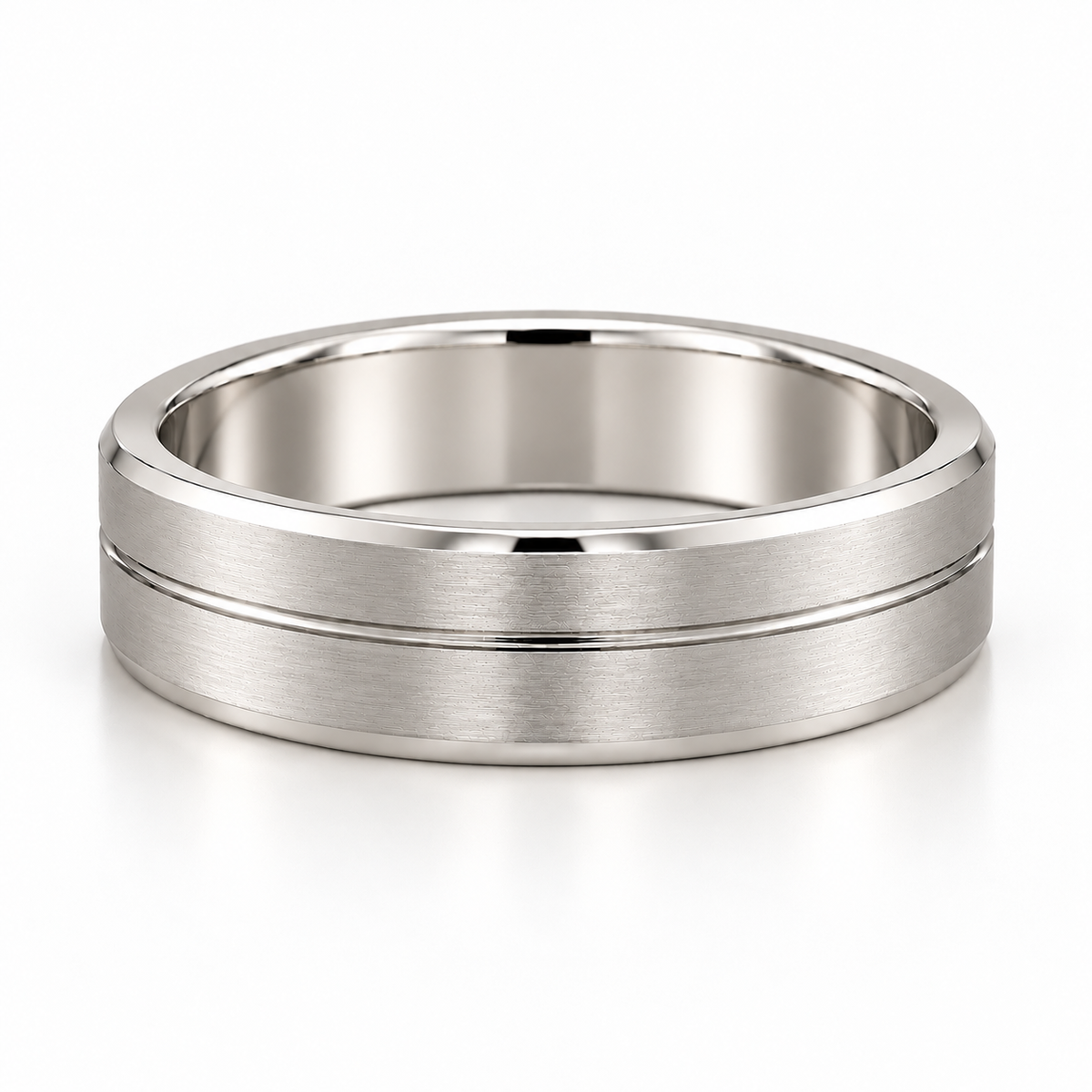 The Luca Brushed Groove Wedding Band