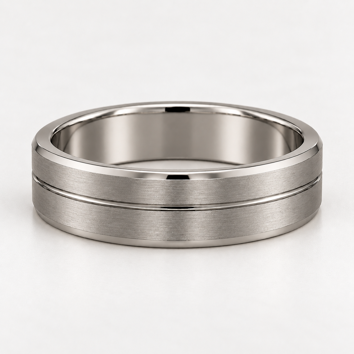 The Luca Brushed Groove Wedding Band