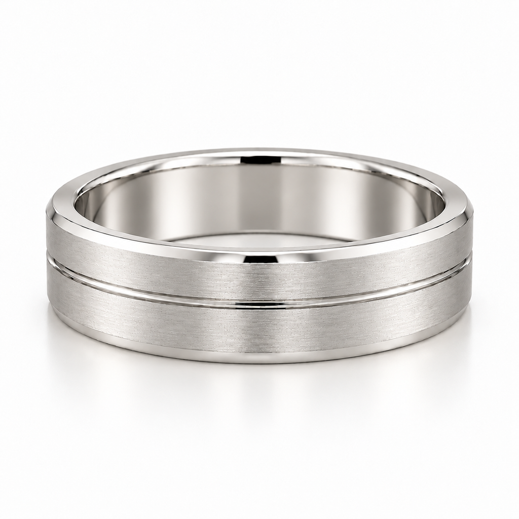 The Luca Brushed Groove Wedding Band