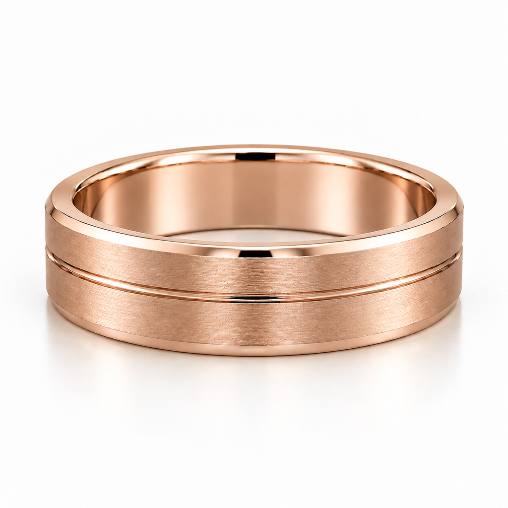 The Luca Brushed Groove Wedding Band