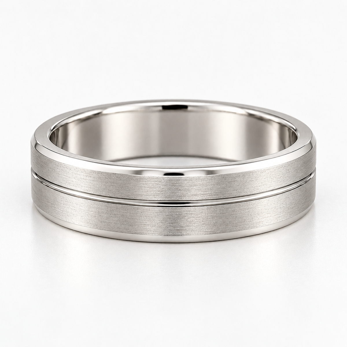 The Luca Brushed Groove Wedding Band