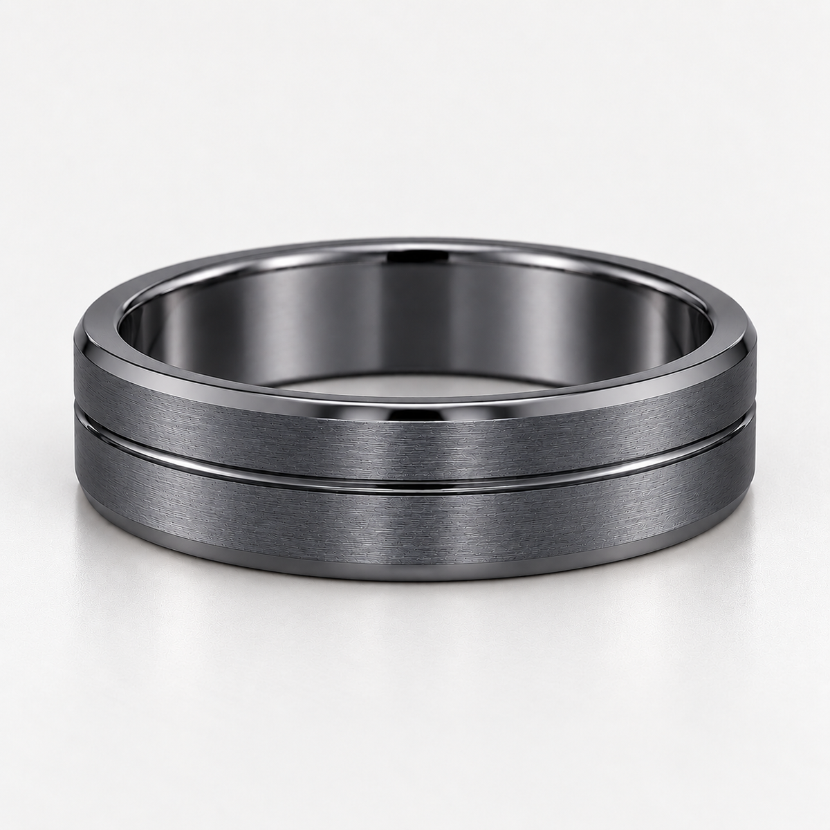 The Luca Brushed Groove Wedding Band