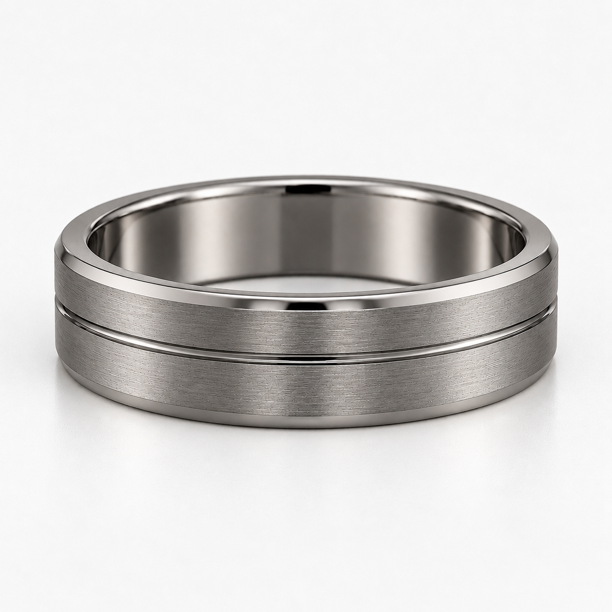 The Luca Brushed Groove Wedding Band