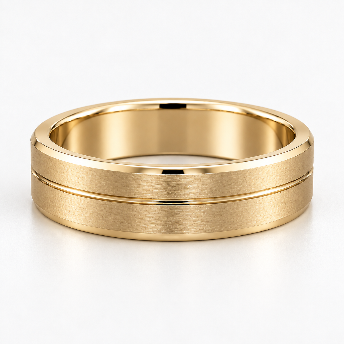 The Luca Brushed Groove Wedding Band