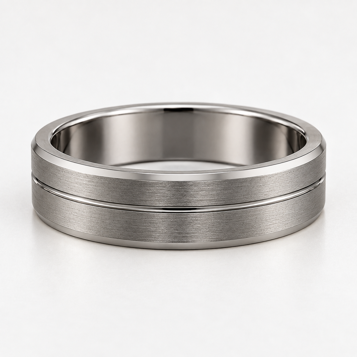 The Luca Brushed Groove Wedding Band