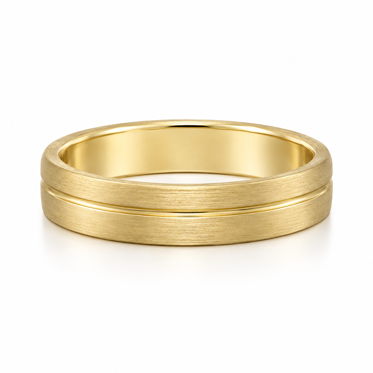 The Finn Brushed Grooved Wedding Band
