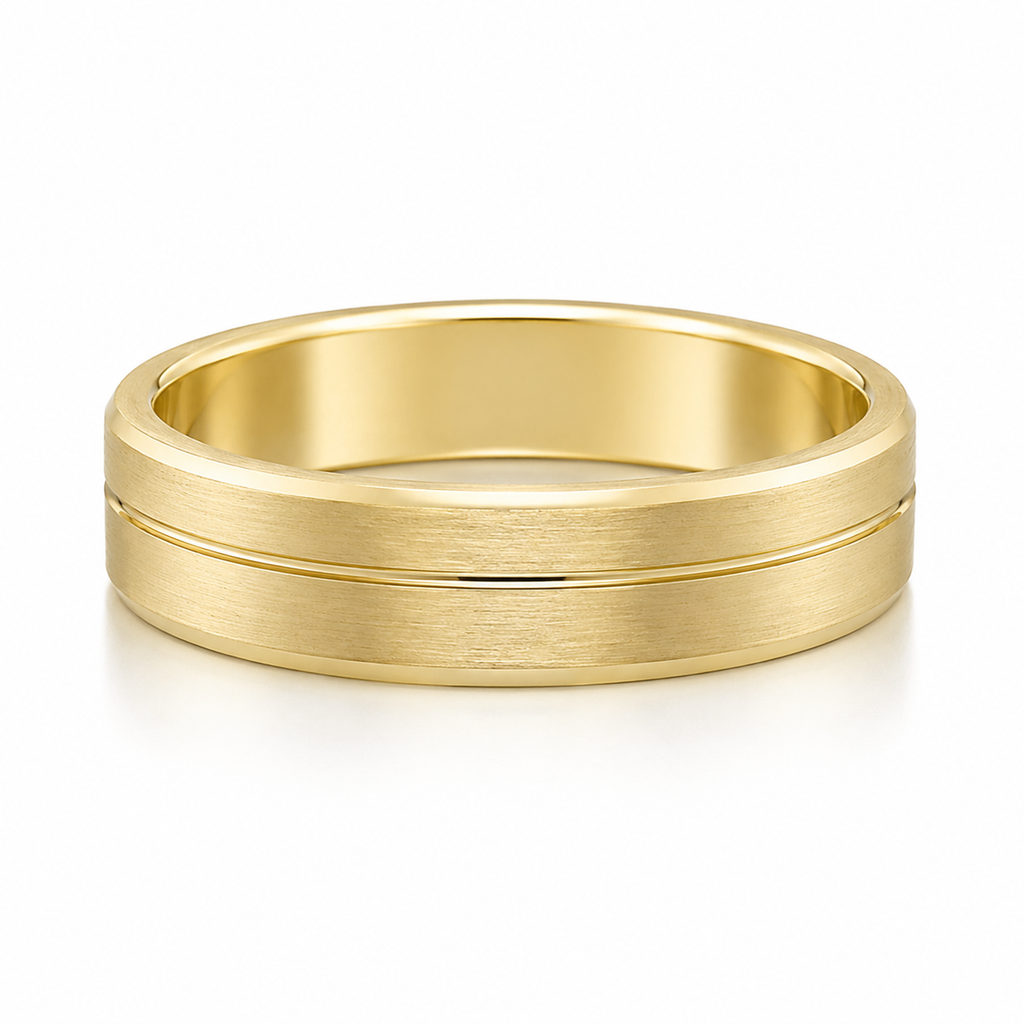 The Luca Brushed Groove Wedding Band