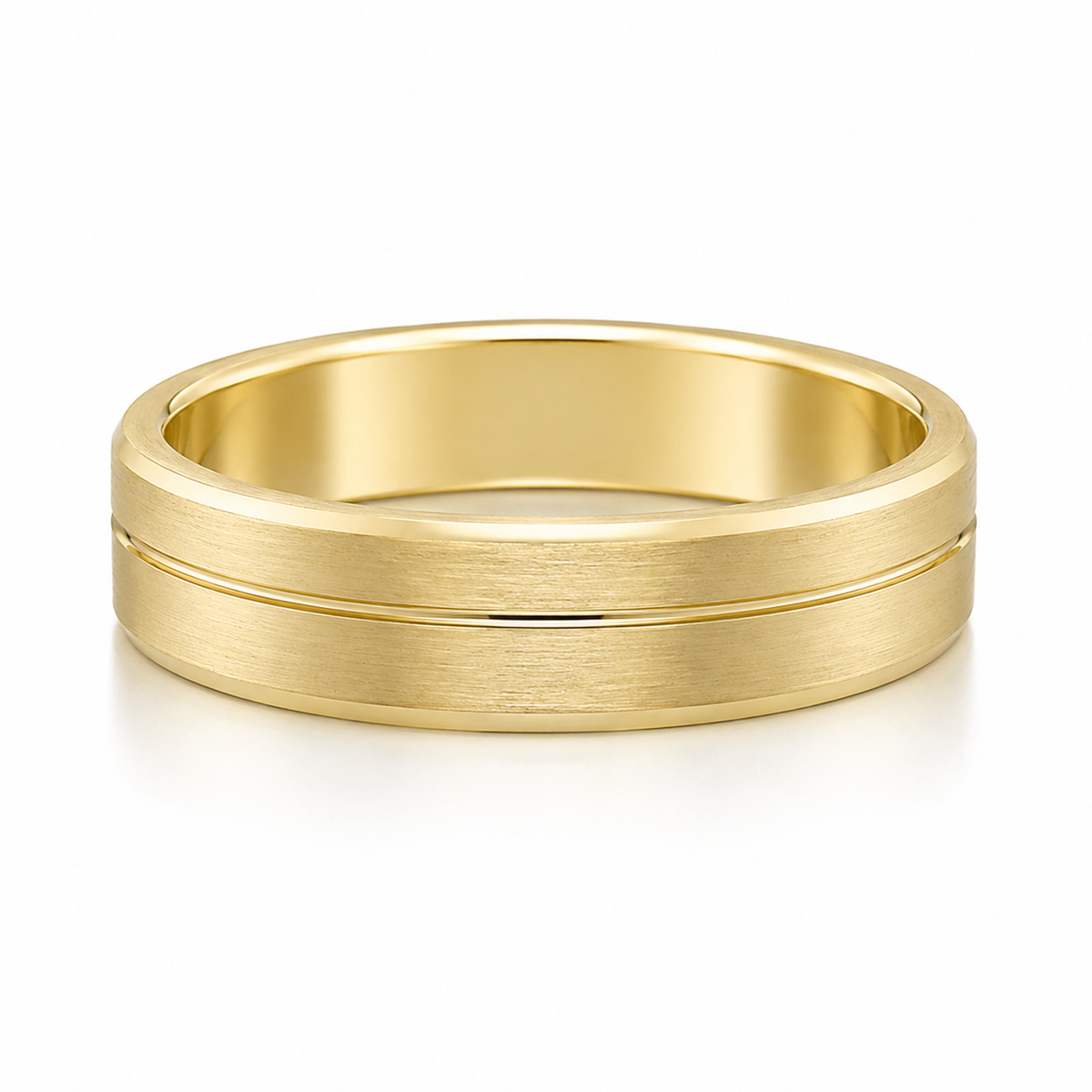 The Luca Brushed Groove Wedding Band