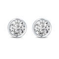Round Micro Diamond Bezel Set Stud Earrings
