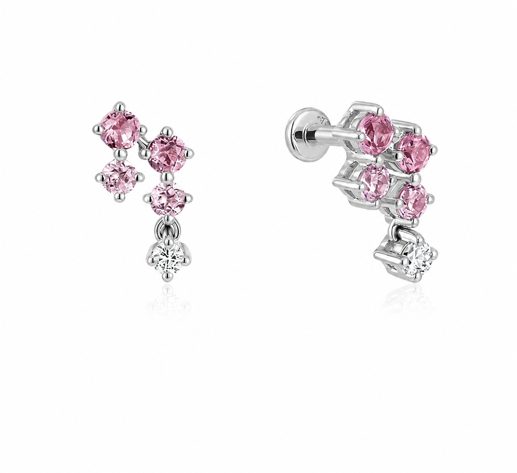 Sora Padparadscha Sapphire Cluster Earrings