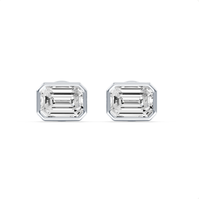 Emerald-Cut Diamond Stud Earrings