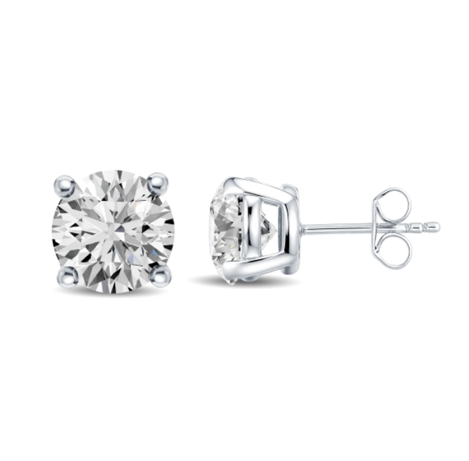 Round Diamond Four Prong Stud Earrings