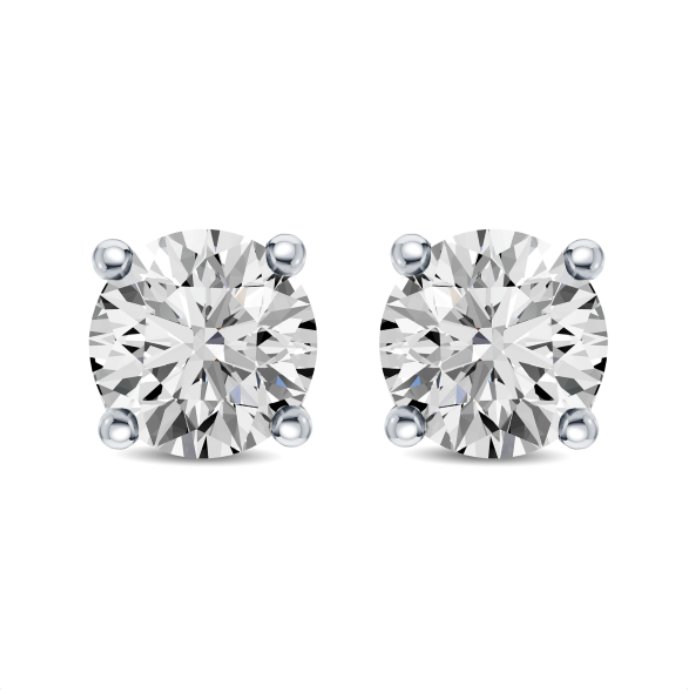 Round Diamond Four Prong Stud Earrings