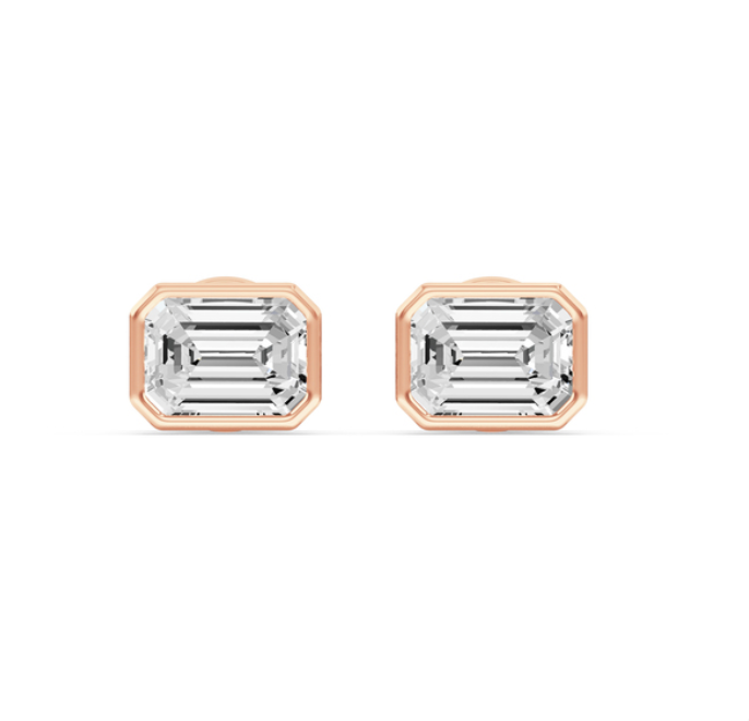 Emerald-Cut Diamond Stud Earrings