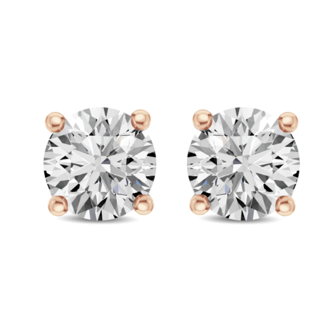 Round Diamond Four Prong Stud Earrings