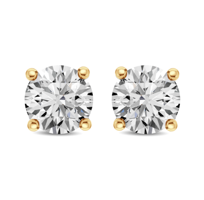 Round Diamond Four Prong Stud Earrings
