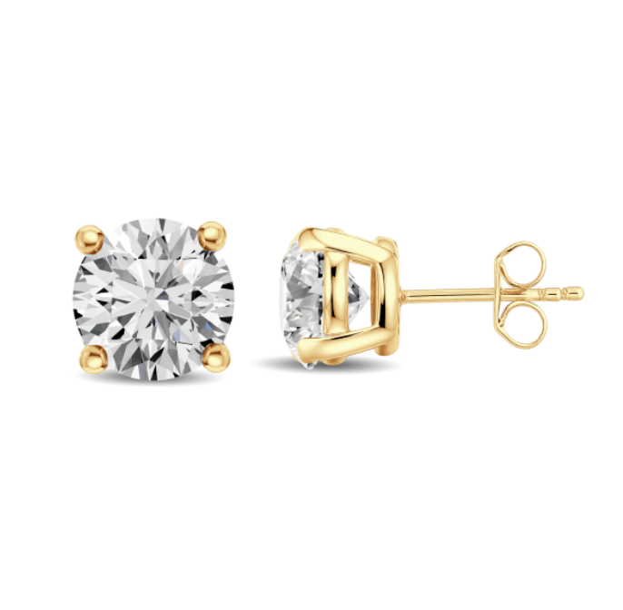 Round Diamond Four Prong Stud Earrings