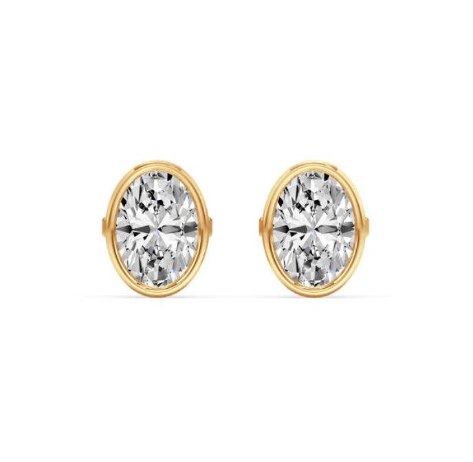 Oval Diamond Bezel Stud Earring