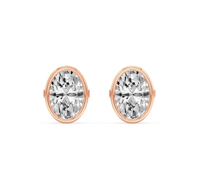 Oval Diamond Bezel Stud Earring