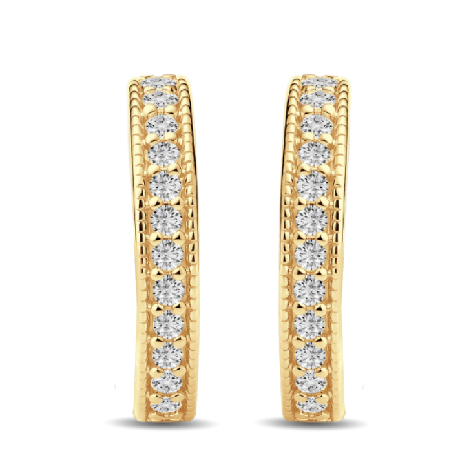 Double Sided Diamond Huggie Hoop Earrings