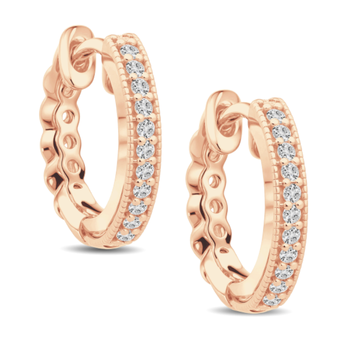 Double Sided Diamond Huggie Hoop Earrings