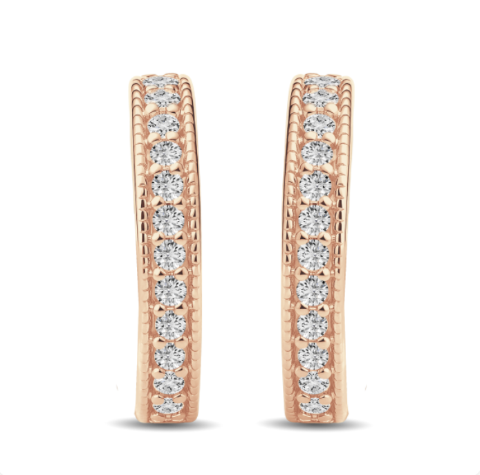 Double Sided Diamond Huggie Hoop Earrings