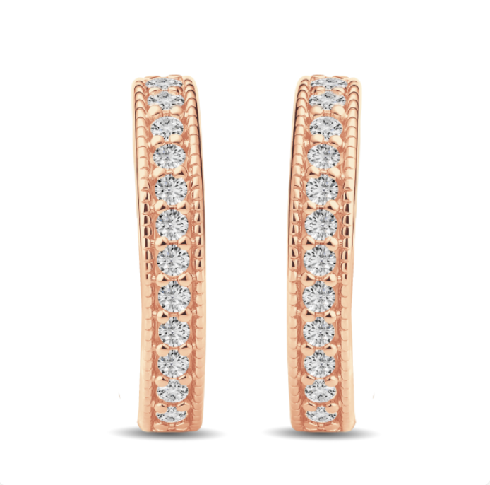 Double Sided Diamond Huggie Hoop Earrings