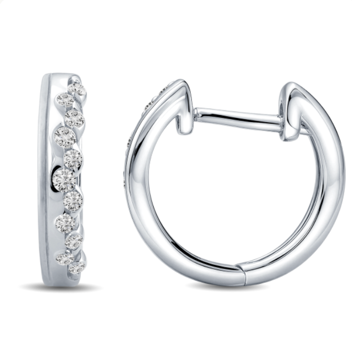 Diamond Huggie Hoop Earrings