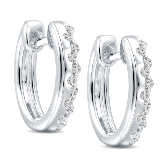 Diamond Huggie Hoop Earrings