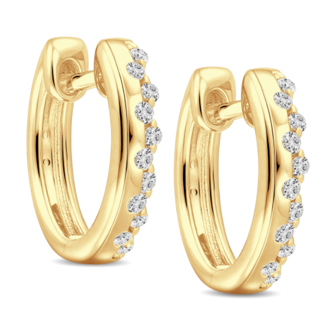Diamond Huggie Hoop Earrings