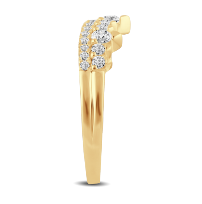 Double Curved Round Diamonds Wedding Band