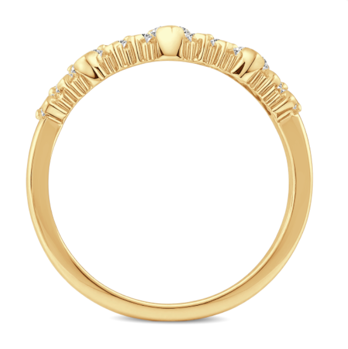 Double Curved Round Diamonds Wedding Band