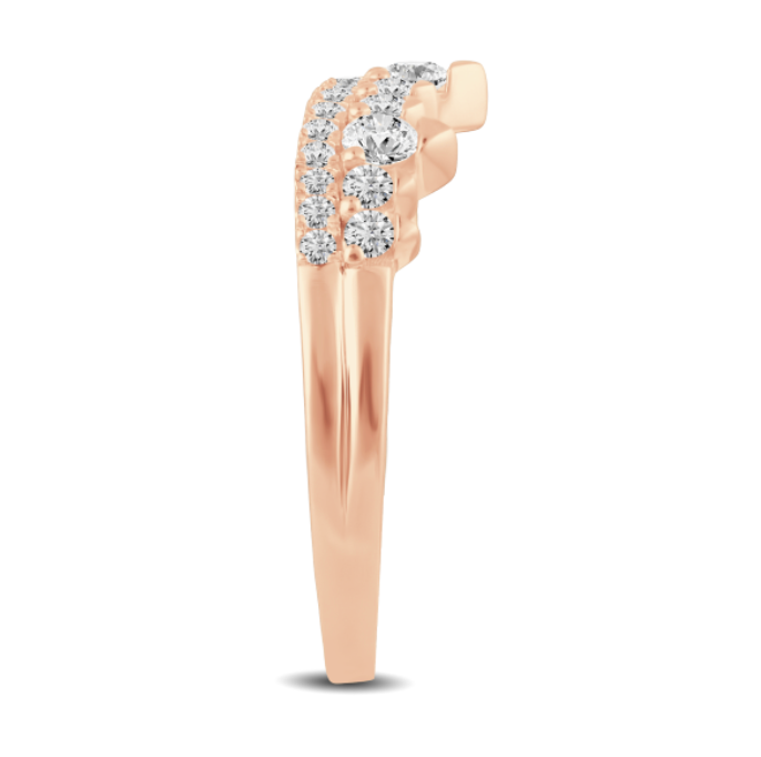 Double Curved Round Diamonds Wedding Band