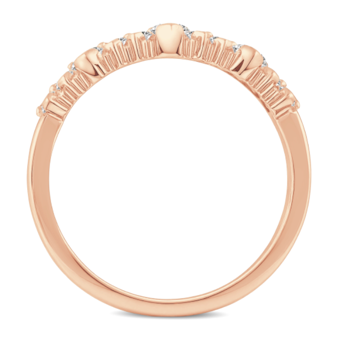 Double Curved Round Diamonds Wedding Band