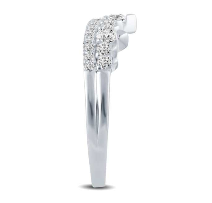 Double Curved Round Diamonds Wedding Band