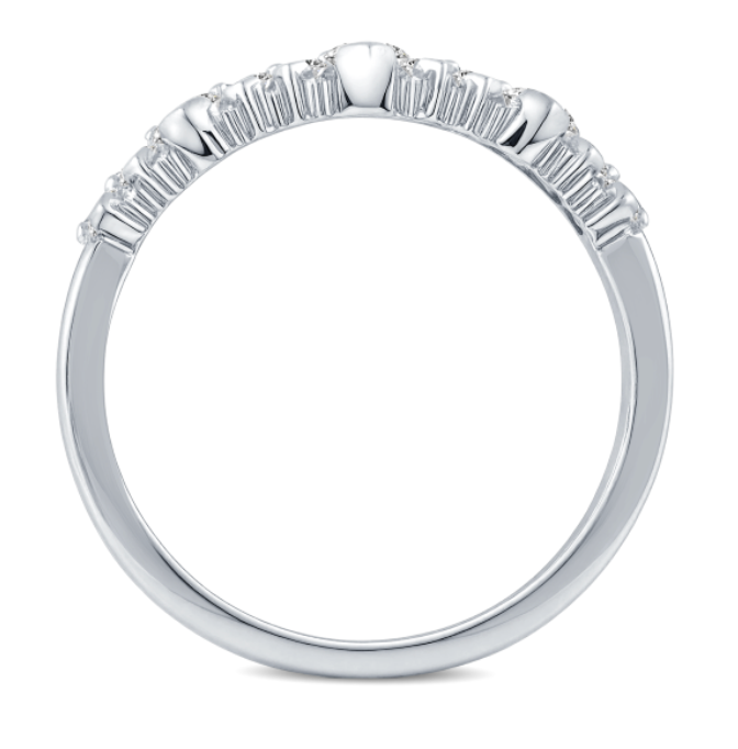 Double Curved Round Diamonds Wedding Band