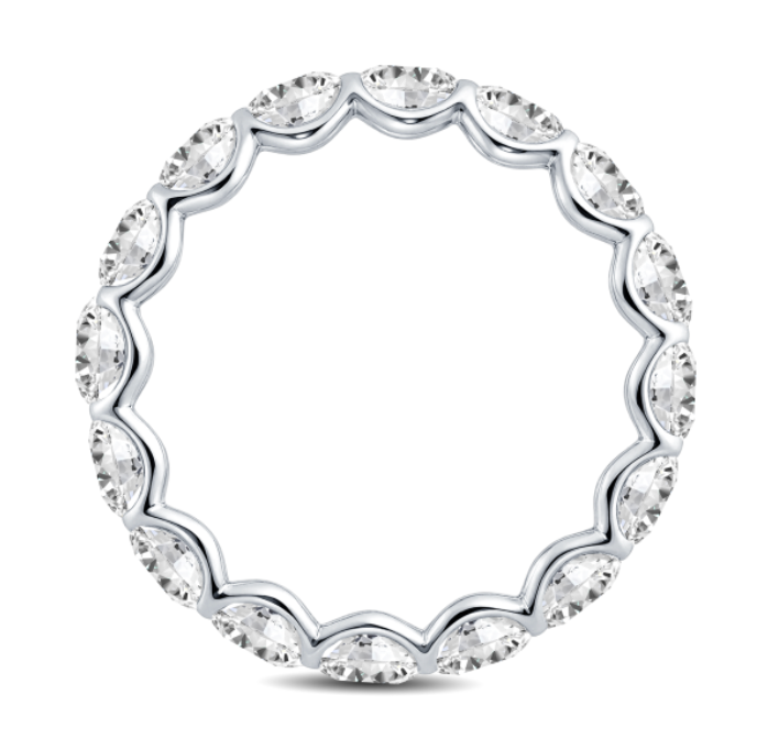 Scalloped East West Oval Diamond Wedding Band