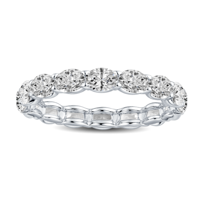 Scalloped East West Oval Diamond Wedding Band