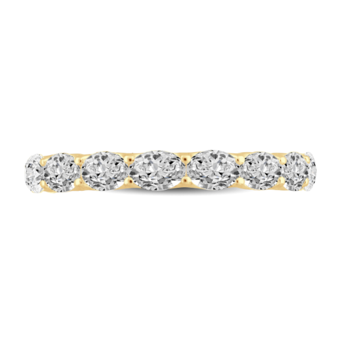 Scalloped East West Oval Diamond Wedding Band