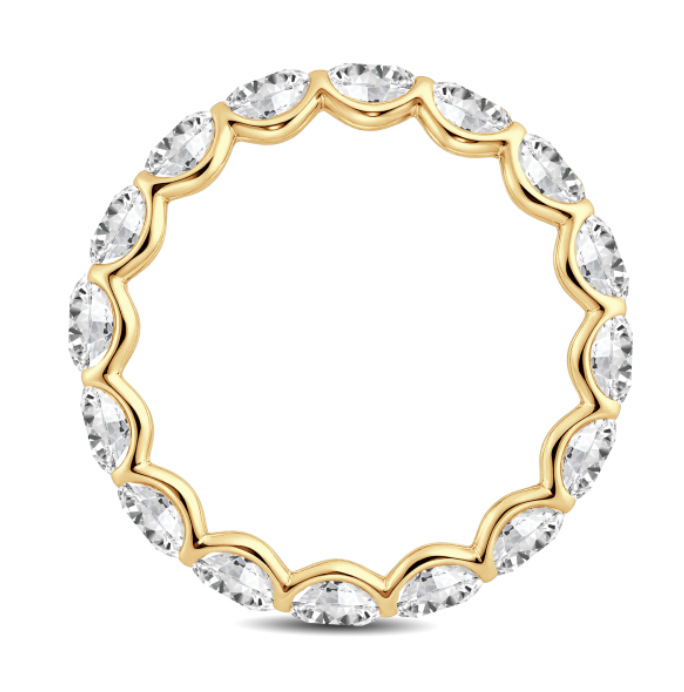 Scalloped East West Oval Diamond Wedding Band